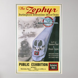 Vintages Burlington Zephyr Locomotive Poster