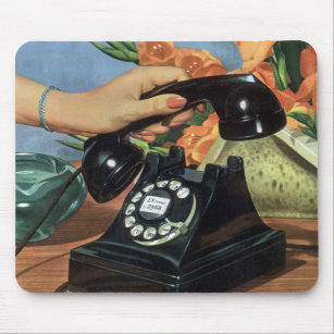 Vintages Business, antikes Telefon mit Rotary-Einw Mousepad