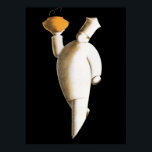 Vintages Business, Art Deco Restaurant Koch Poster<br><div class="desc">Vintage Illustration von Speisen und Getränken mit einem Deko beruflicher Caterer oder persönlicher Koch,  der die Uniform eines Koch trägt (oder die Weiße des Koch) und einer toque blanche (traditioneller Hut). Er trägt Essen wie ein Kellner für ein gepflegtes Party.</div>