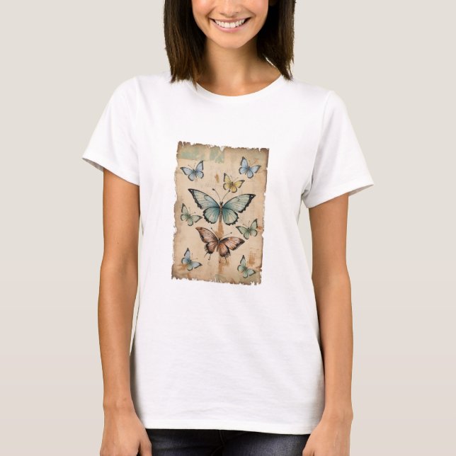 Vintages Butterfly Elegantes T-Shirt (Vorderseite)