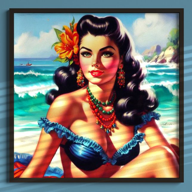 Vintages Button am Strand Poster (Von Creator hochgeladen)