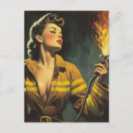 Vintages Button für Feuerwehrleute Postkarte