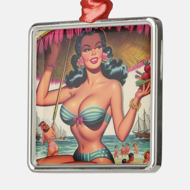 Vintages Button im Sommer Ornament Aus Metall (Links)