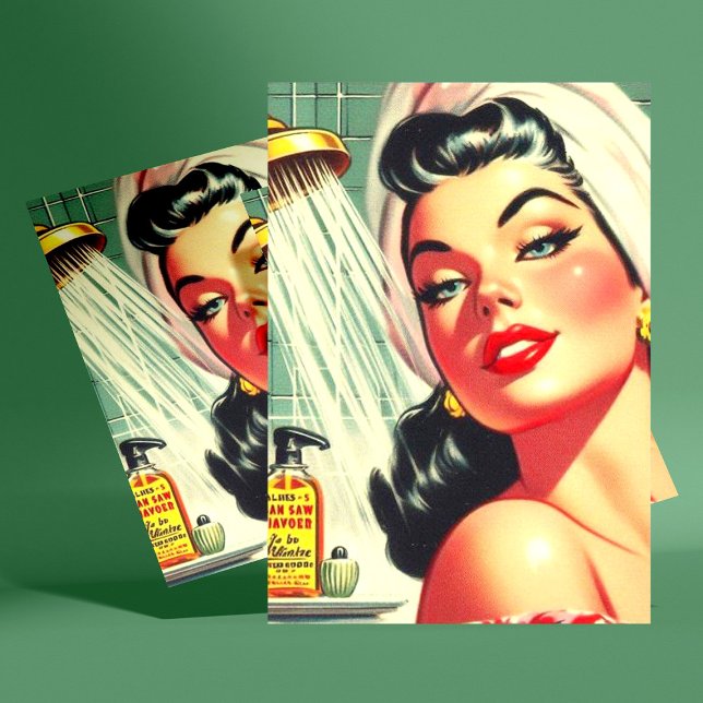 Vintages Button mit Dusche Postkarte (Von Creator hochgeladen)