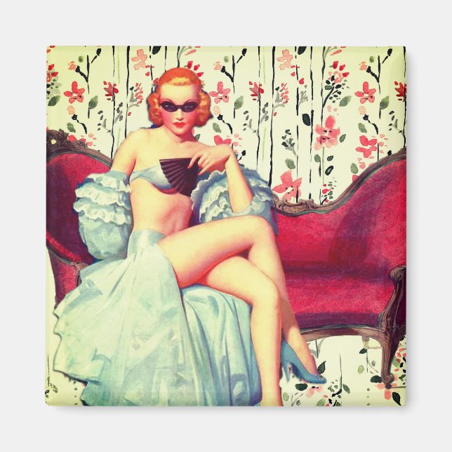 Vintages Button mit Retro-Rot Magnet (Vorne)