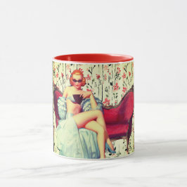 Vintages Button mit Retro-Rot Tasse