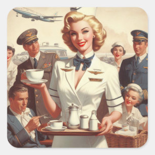 Vintages Button Quadratischer Aufkleber