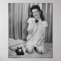 Vintages Button-Up-Girl-Foto-Poster