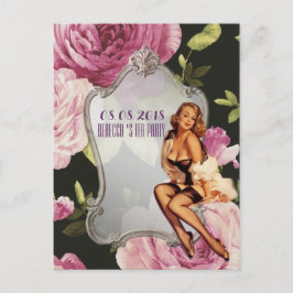 Vintages Button Up Girl Hausfrau Retro Brautparty Einladungspostkarte