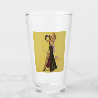 Vintages Button Up Girl Pint Trinkglas Glas