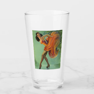 Vintages Button Up Girl Pint Trinkglas Glas