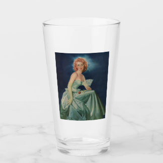 Vintages Button Up Girl Pint Trinkglas Glas