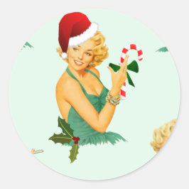 Vintages Button zu Weihnachten Runder Aufkleber