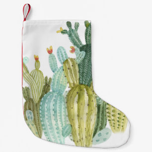 Vintages Cacti blühendes Wasserfarbmuster Kleiner Weihnachtsstrumpf