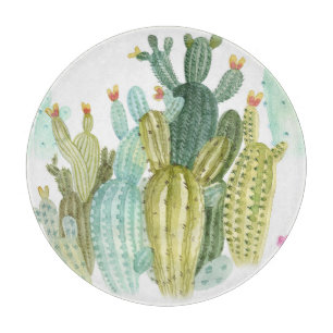 Vintages Cacti blühendes Wasserfarbmuster Schneidebrett