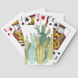 Vintages Cacti blühendes Wasserfarbmuster Spielkarten