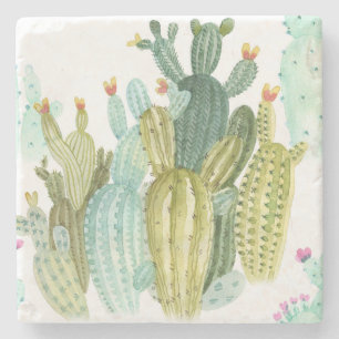 Vintages Cacti blühendes Wasserfarbmuster Steinuntersetzer