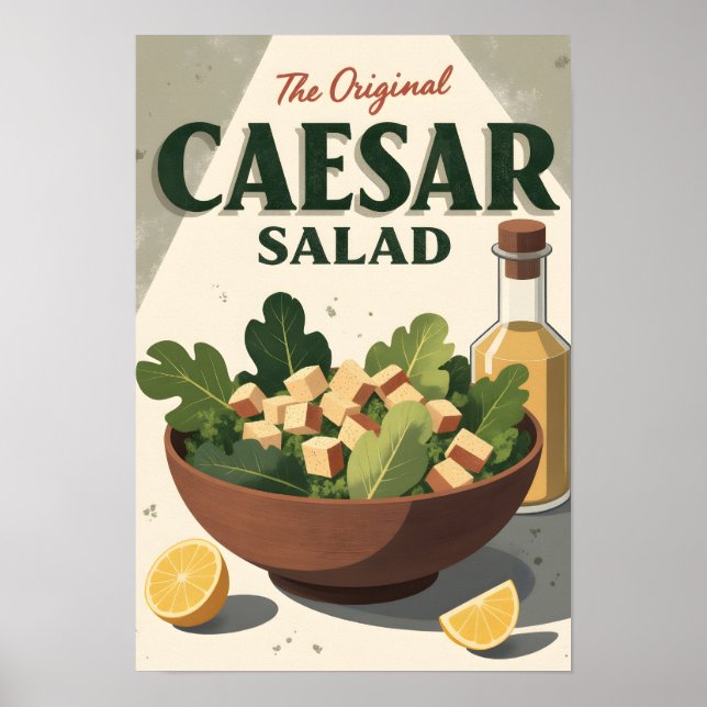 Vintages Caesar Salad Poster - Retro Küche Art (Vorne)