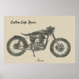 Vintages Café Racer Motorrad in Print illustriert Poster