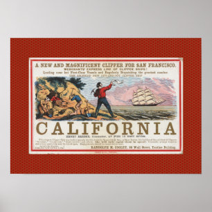 Vintages California Bound Clipper Ship Poster