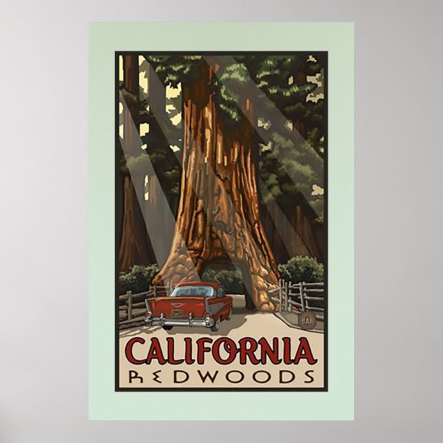 Vintages California Redwoods Travel Poster (Vorne)