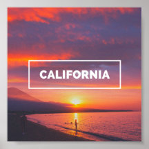 Vintages California Sunset Beach Poster