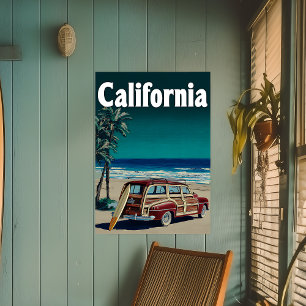 Vintages California Surf Beach Travel Poster