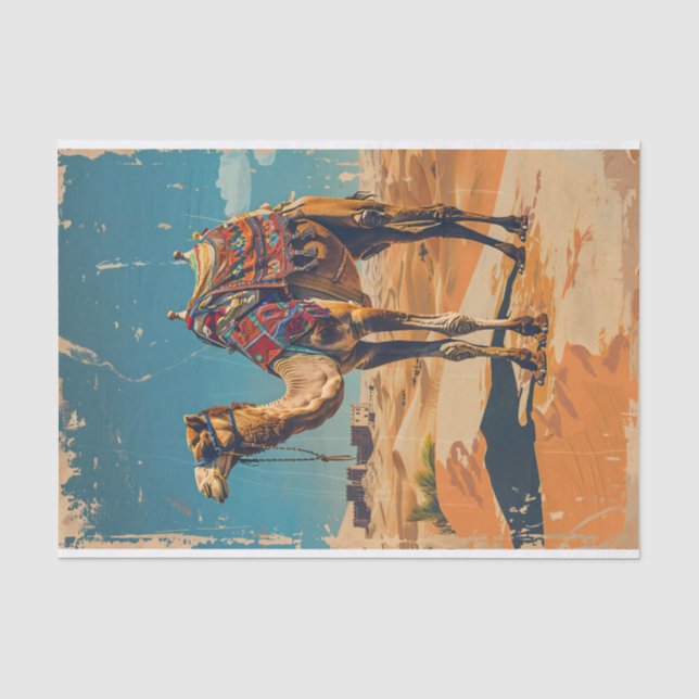 Vintages Camel Retro-Wüstendekoupage Seidenpapier (Vorderseite)