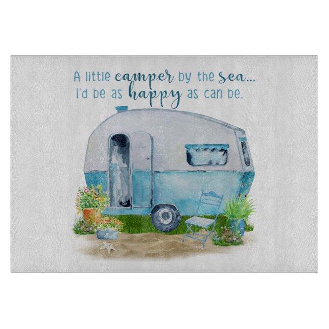 Vintages Camper-Glasschneiden-Brett Schneidebrett (Vorderseite)