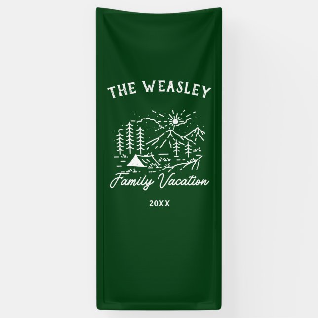 Vintages Camping Familienurlaub Banner (Vertikal)