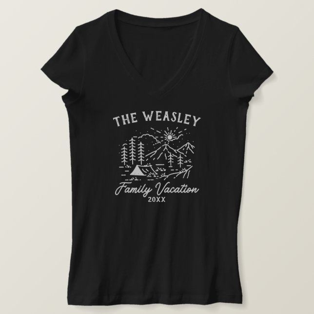 Vintages Camping Familienurlaub T - Shirt (Design vorne)