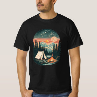 Vintages Camping im Wald unter Sternen T-Shirt
