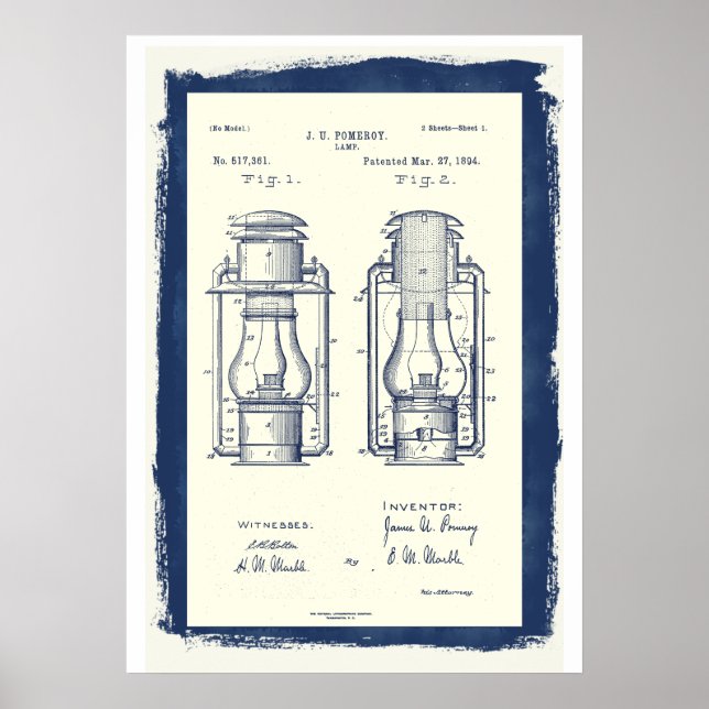 Vintages Camping Lantern-Patent Poster (Vorne)