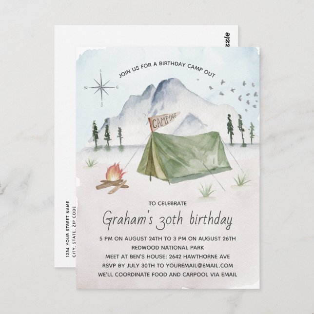 Vintages Camping Postkarte (Vorne/Hinten)