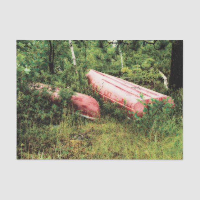 Vintages Camping Red Canoe Decoupage Seidenpapier (Vorderseite)