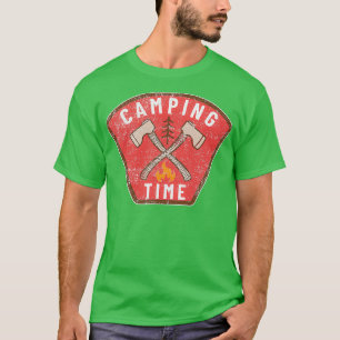 Vintages Camping Time Ax Tree Campfire T-Shirt