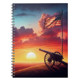 Vintages Cannon und amerikanische Flagge Notizblock