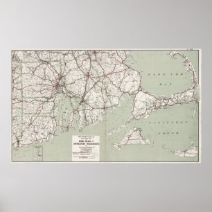 Vintages Cape Cod und Rhode Island Map (1917) Poster