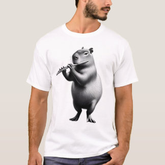 Vintages Capybara Playing Flute Flutist Flute T-Shirt