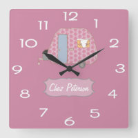 Vintages Caravan-Design in rosa Retro