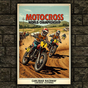 Vintages Carlsbad Raceway Motocross Wall Poster