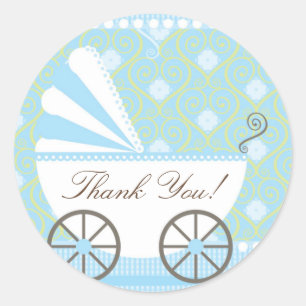 Vintages CarriageThank Sie Baby-Duschen-Aufkleber Runder Aufkleber