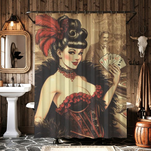 Vintages Casino Girl Duschvorhang