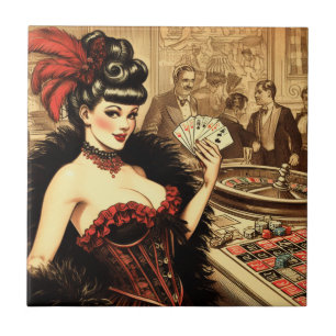 Vintages Casino Girl Fliese