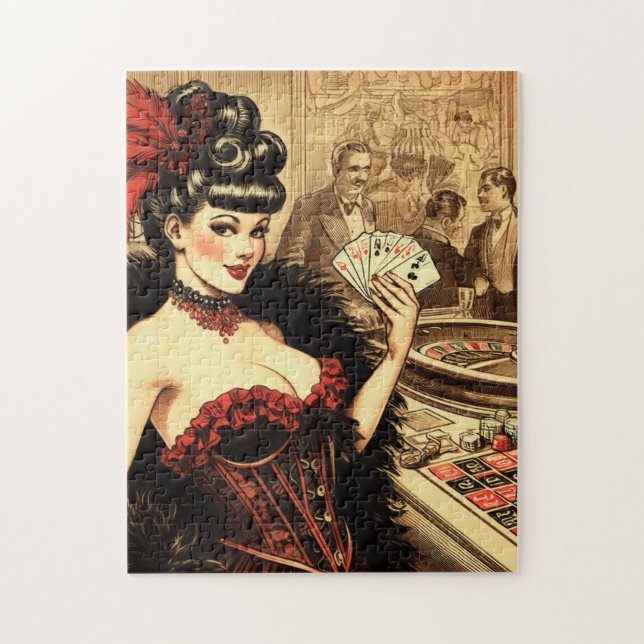 Vintages Casino Girl Puzzle (Vertikal)