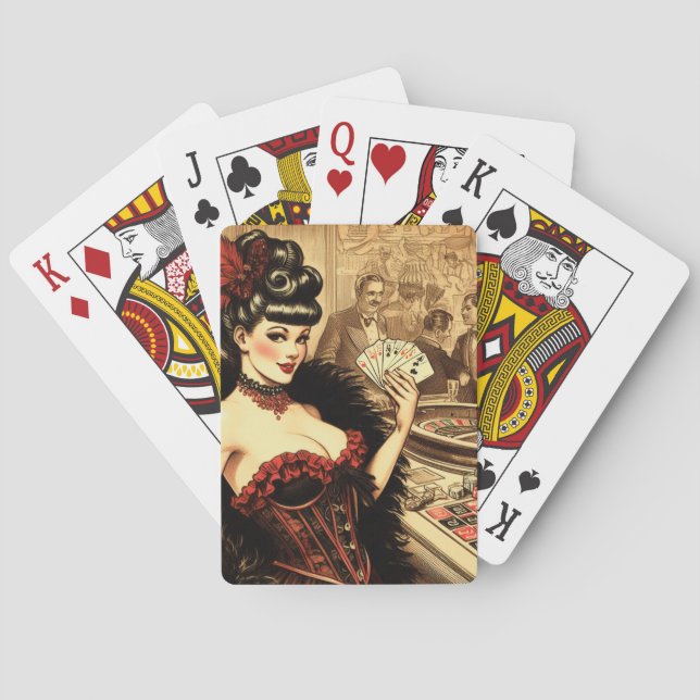 Vintages Casino Girl Spielkarten (Rückseite)