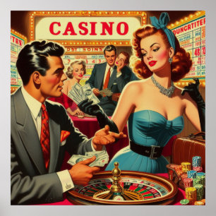 Vintages Casino Illustration Poster