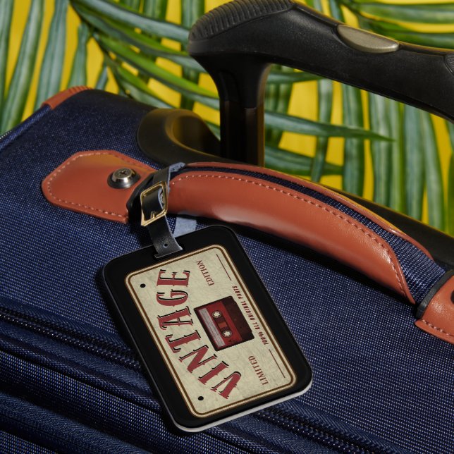 Vintages Cassette Tape Limited Edition Music Lover Gepäckanhänger (Vorderseite Insitu 1)