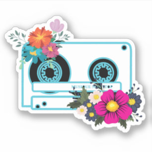 Vintages Cassette und Blumenkohl in Aquarellen Aufkleber