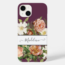 Vintages Cassis Pink in White Floral Stilvolle Blu Case-Mate iPhone 14 Hülle